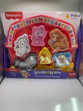 Fisher-Price Laugh & Learn Farm Animal Puzzle - Red with Multicolor Pieces